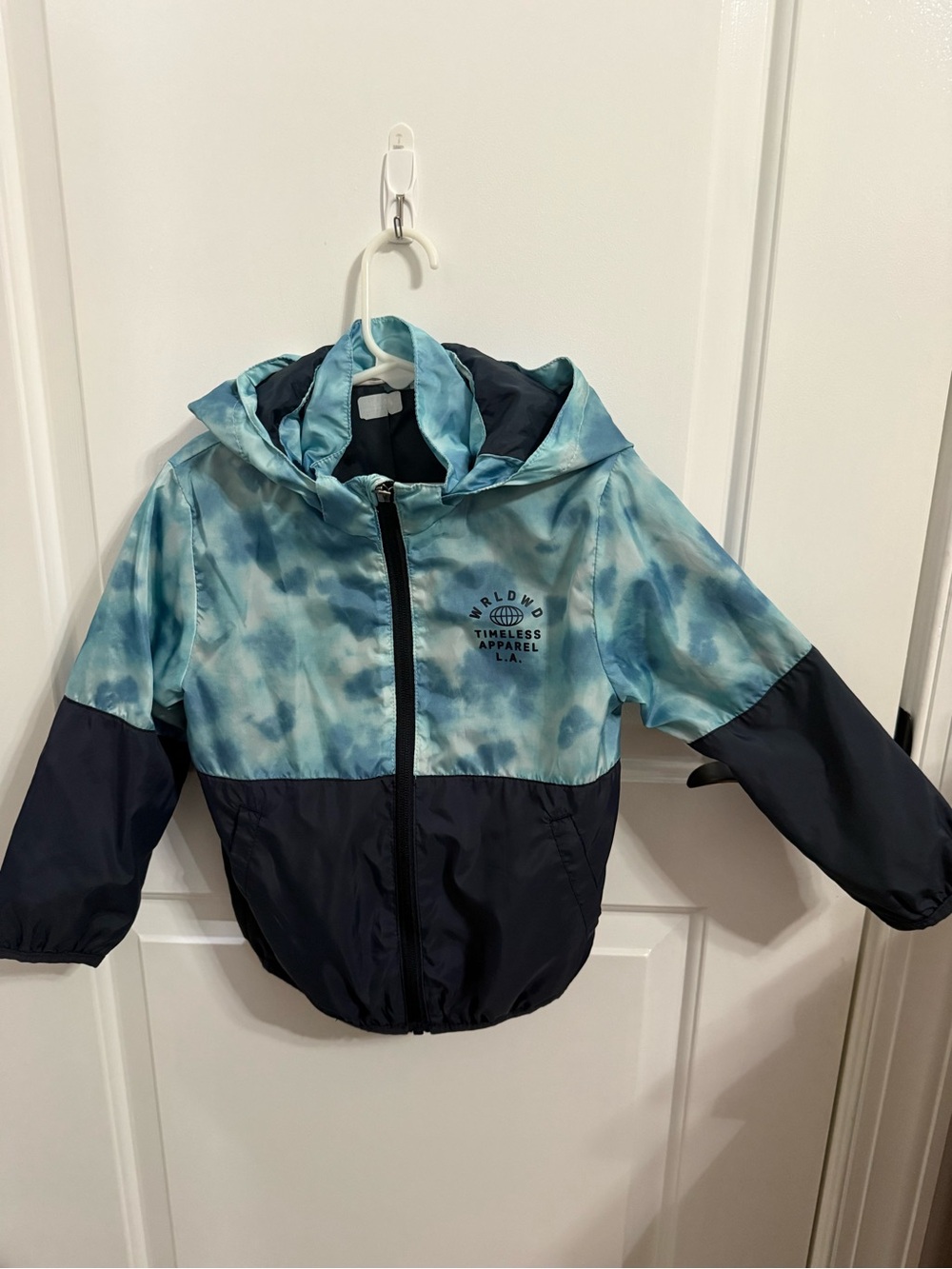 H&M Blue Tie-Dye and Navy Hooded Rain Jacket